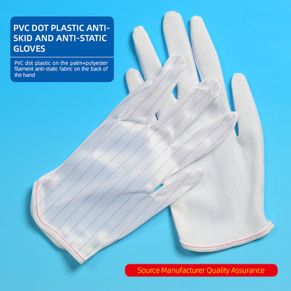 Anti-static and anti slip gloves with PVC dots 10 pairs