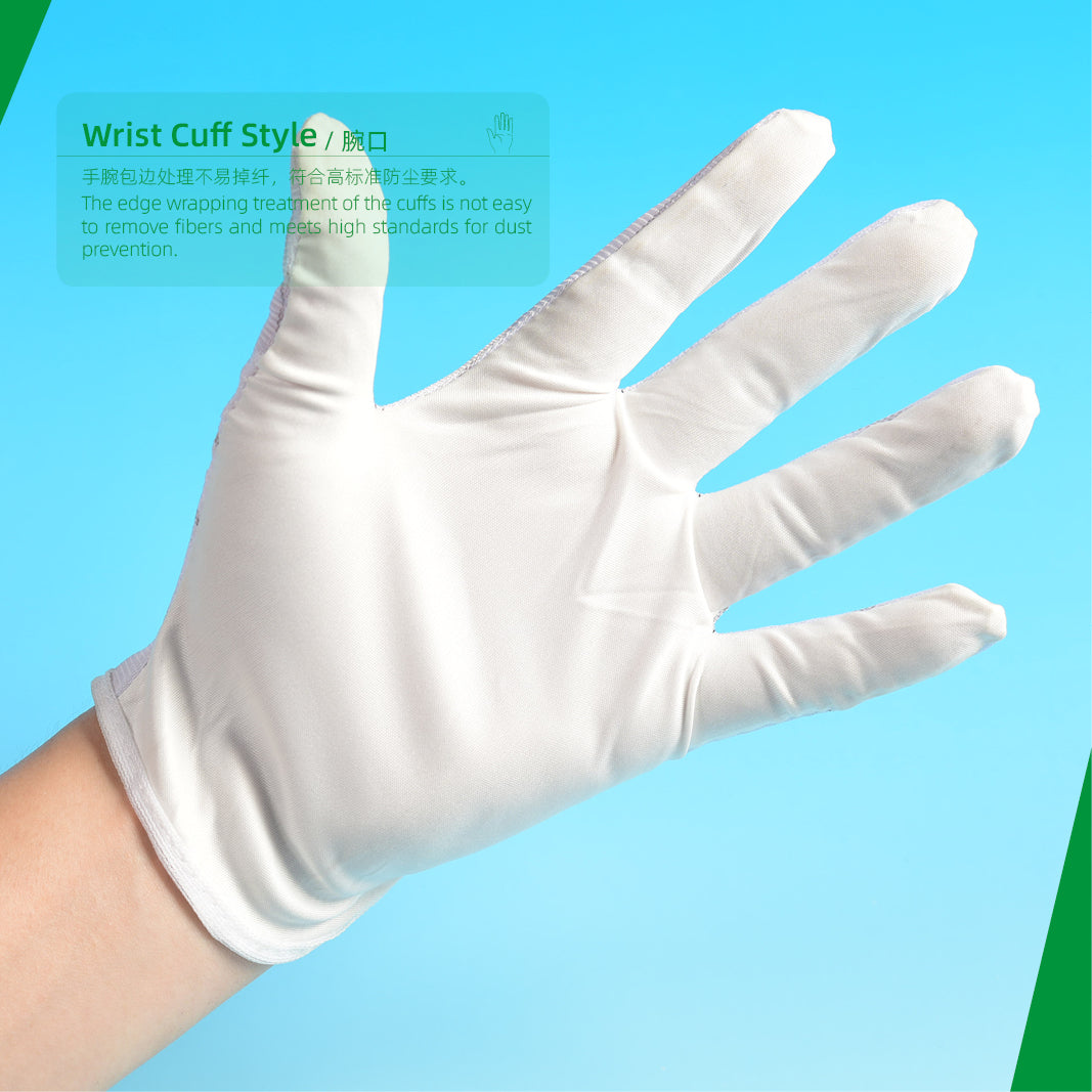 10 paires de gants électrostatiques en tissu sans poussière en fibres ultra-fines résistant à la sueur, propres et respirants